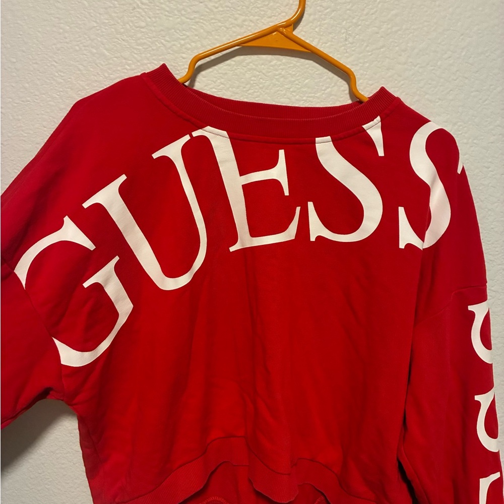 Guess Vibrant Red Pullover with White Words